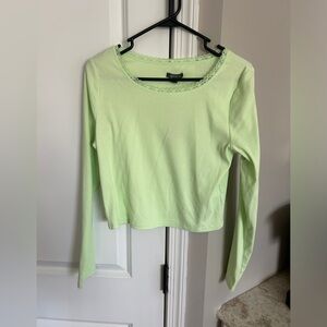 Women’s Wild Fable Crop top Lace trim Green NWT Large